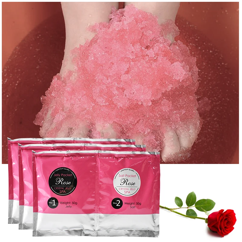 

Custom logo skin care crystal mud pedicure salt products packs kit 4in1 jelly pedicure foot spa