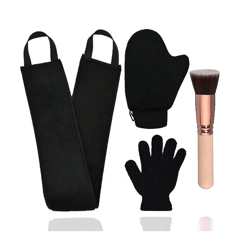

Hot selling Black tanning mitt pack for Back Exfoliating Glove Face Brush for Fake Bake Sunless Tan, Black,brown