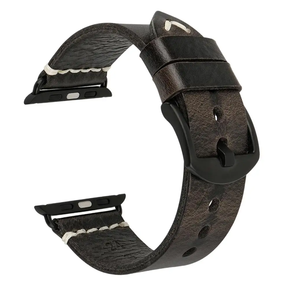 

Amazon Hot Seller for Apple Watch Leather Bands 44mm 42mm 40mm 38mm Wristband for Apple Watch for iwatch Series SE 6 5 4 3 2 1, Light brown / dark brown / dark grey / red /blue / green /