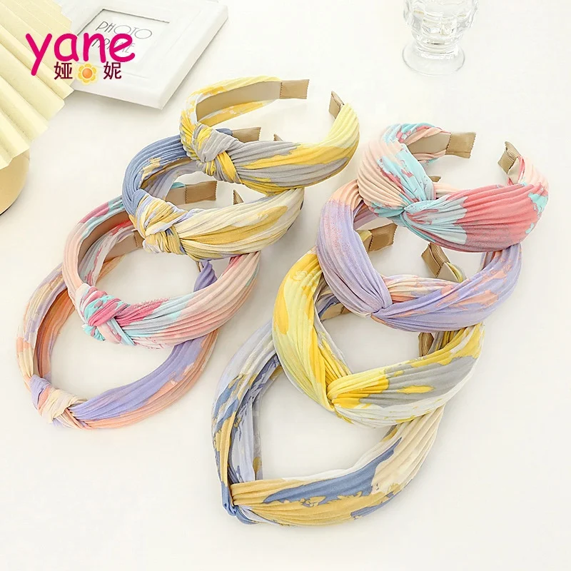 

Fashion gradient tie-dye fabric headband wide knot headband daily accessories women