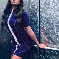 

Private label sexy women dresses short sleeves casual reflective bodycon dresses zipper