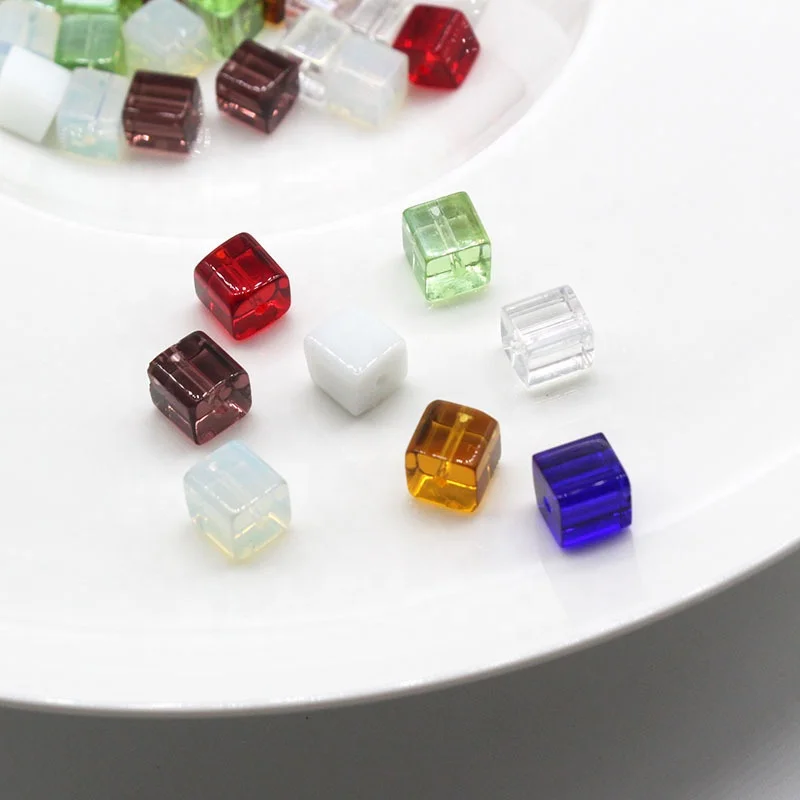 

New style DIY 8mm square tube beads color transparent cube beads for Jewelry Making