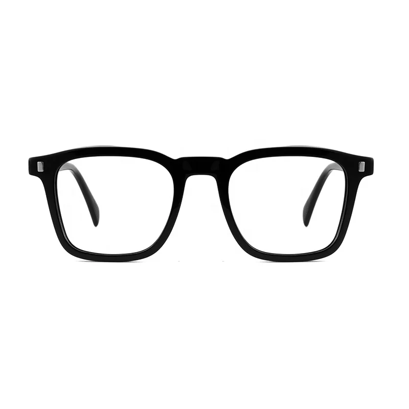 

2021 New Arrival Custom Logo High End Fashion Optical Glasses Unisex Bevel Acetate Eyewear Frame, 4 colors