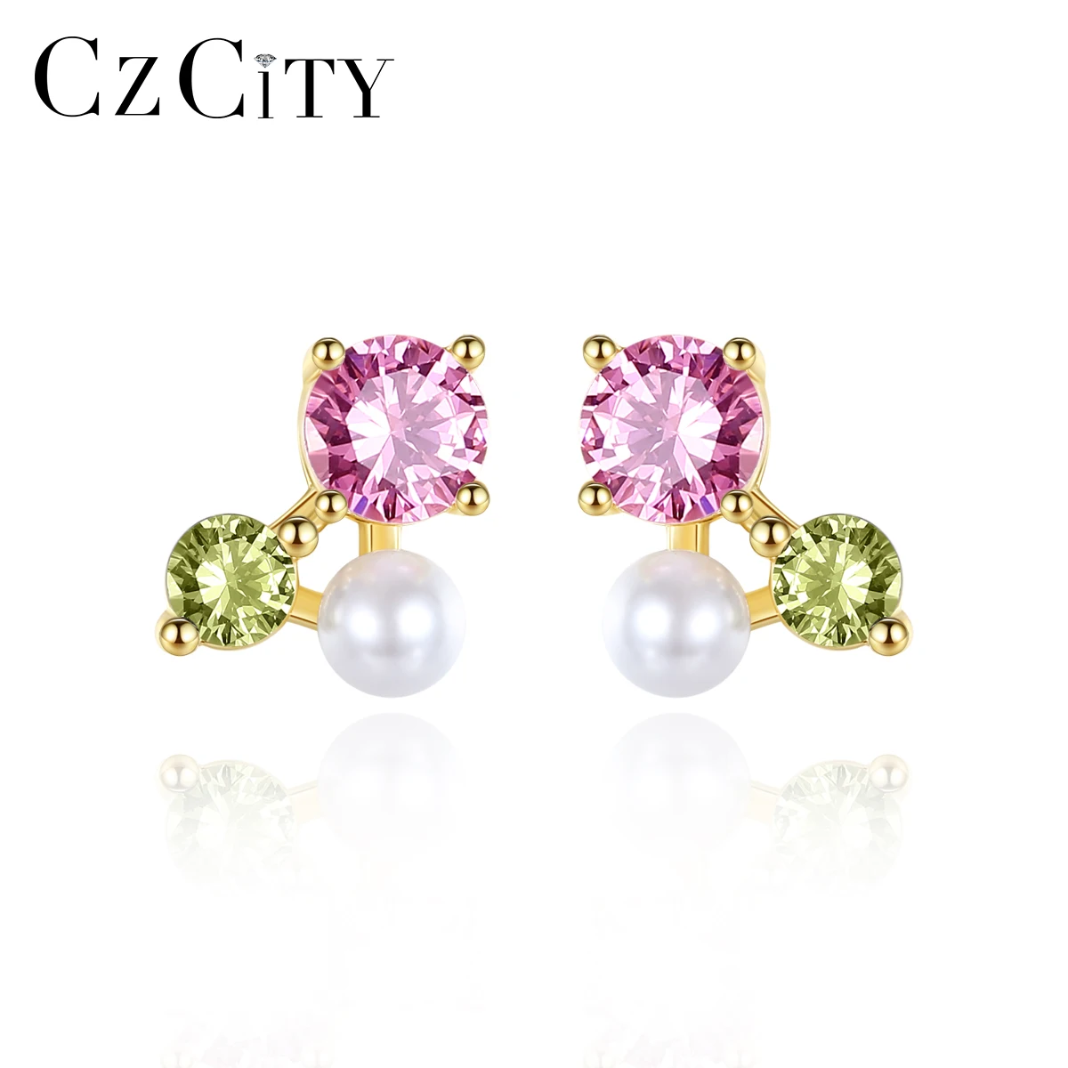 

CZCITY Earings for Women 2021 Korean for Girls Earing 925 Dtraa Zirconia Designer CZ Women Earrings Stud Earrings