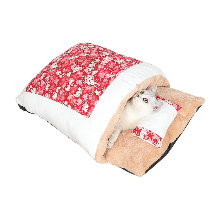 

Japanese style sleeping bag dog bed pillow and quilt set warm cloth cat nest bean bag cat beds folding cat beds, Grey