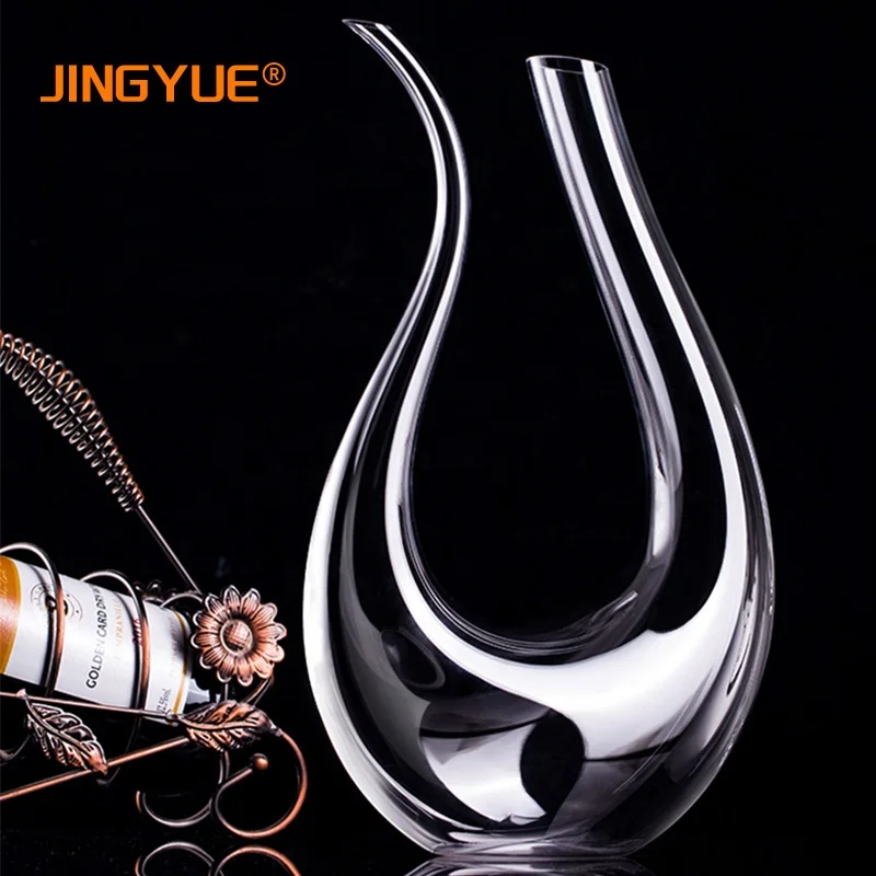 

Amazon Best Seller 1.4L Hand Blown U Shape Design Lead Free Crystal Glass Wine Decanter for Special Gift, Clear