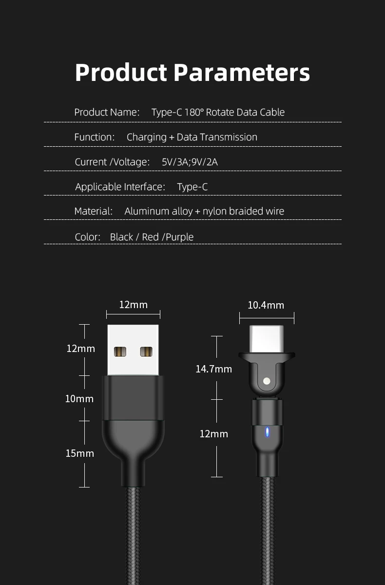 Amazon 2020 Wholesale On stock round 180 free rotation mobile data cable fast charging android cable - ANKUX.COM