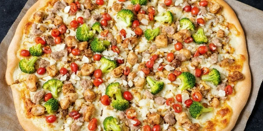 Classic chicken broccoli pizza