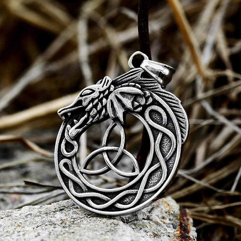 

SS8-465P Steel Soldier Stainless Steel Viking Dragon Round Mens Chains Necklace Jewelry Custom Pendants