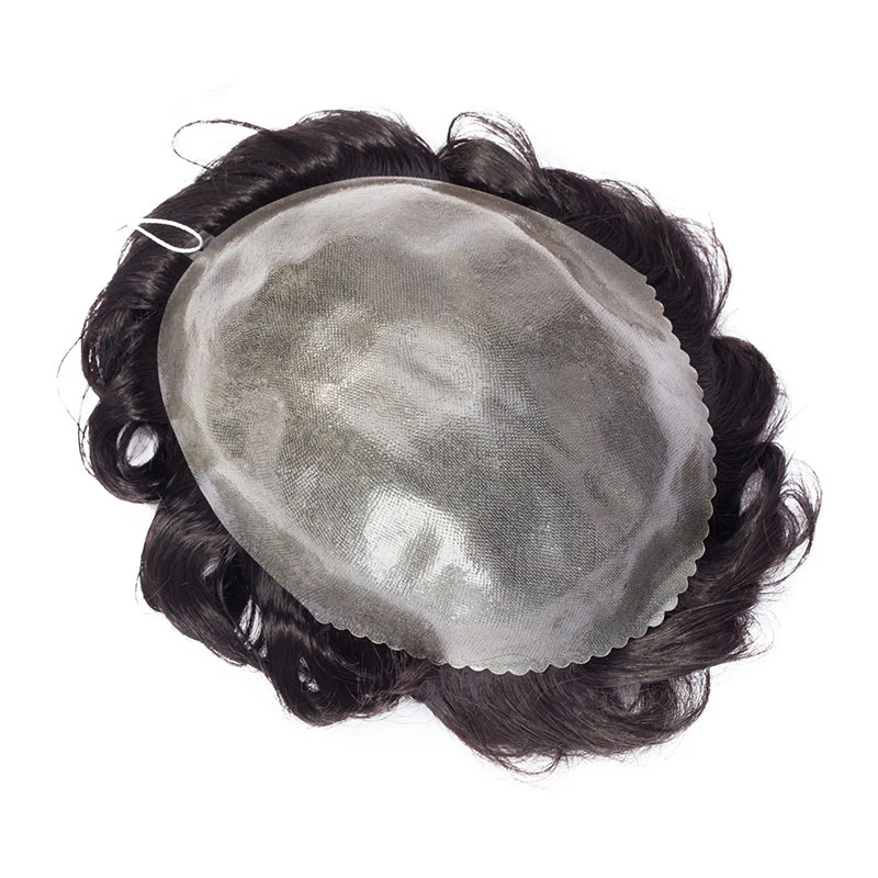 

6inch 8 By10inch Silicon Base Durable Thin Skin Men Toupee Color Human Hair
