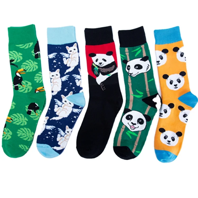 

Wholesale Custom Color Panda Flowers Colorful Cotton Men Socks