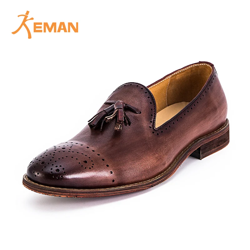 

Brown Genuine Leather Casual Style Dress Loafer Shoe Handmade Leather Shoes Tassel Loafers Men, Any color