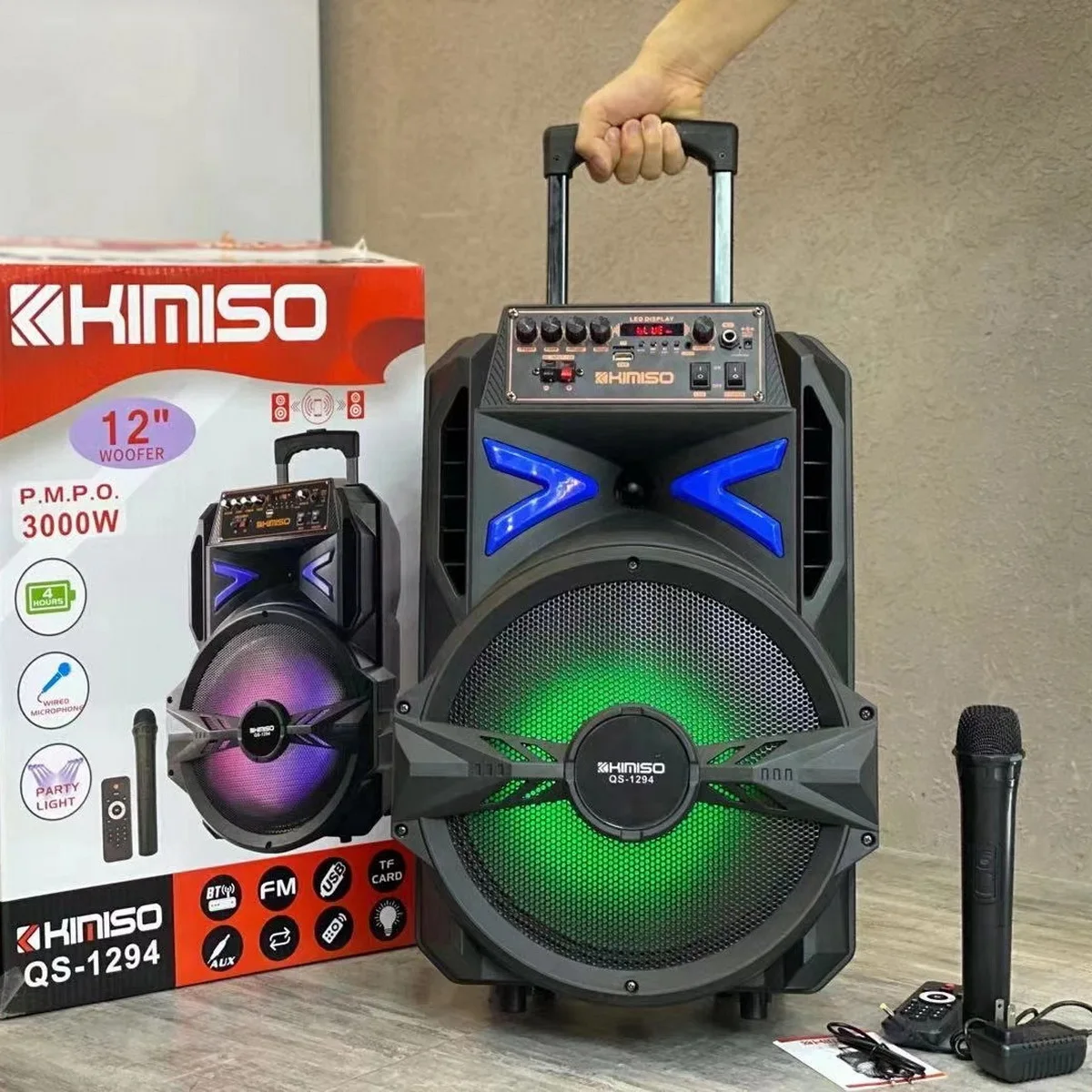 

QS-1294 Kimiso 12inch new arrival Professional Audio outdoor portbale speaker with FM Radio