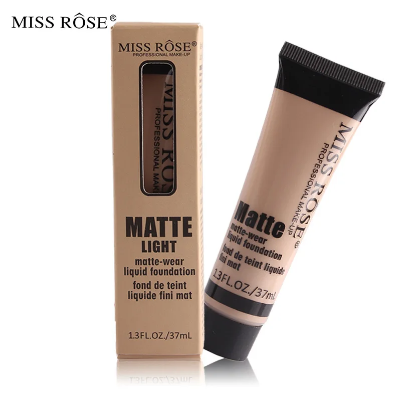

MISS ROSE 10 Color Liquid Foundation Face Concealer Repair Nourishing Nude Makeup Brighten Cream Professional Base Primer 37ML