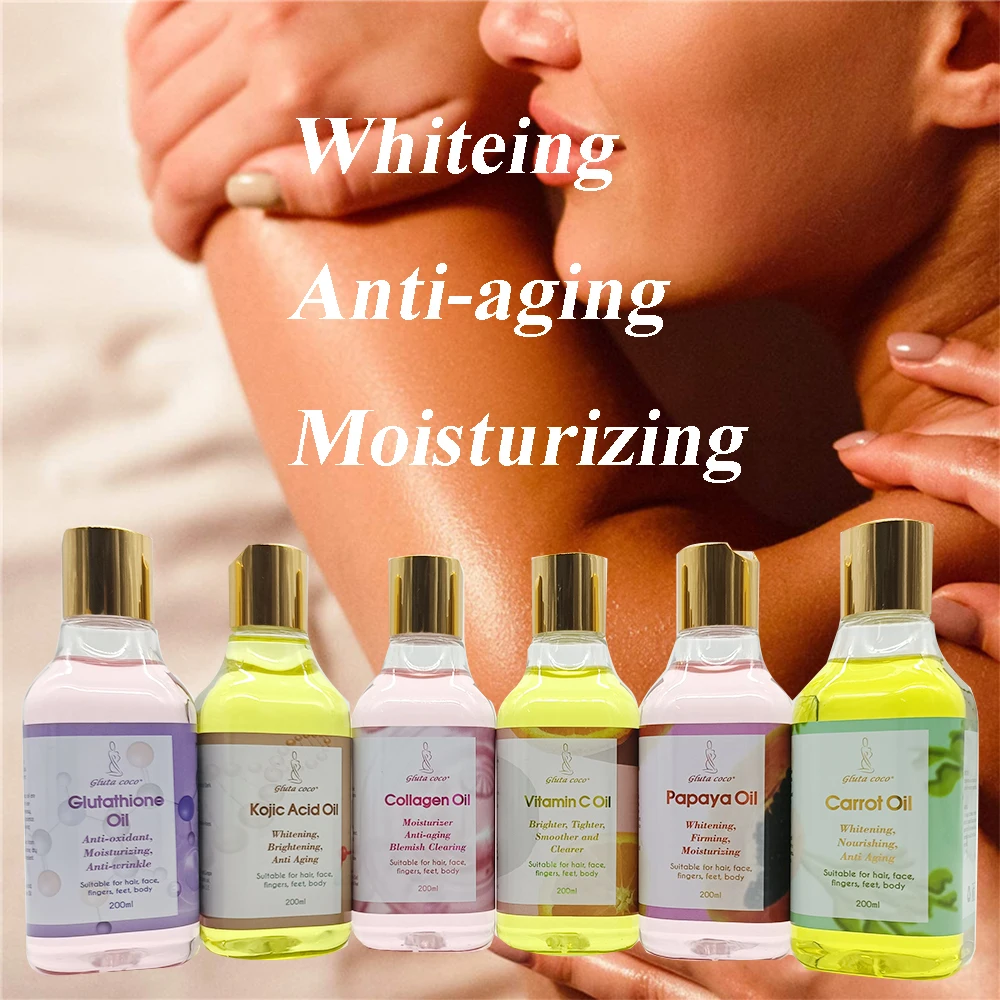 

5D GLUTA Whitening Firming Moisturizing Smoother and Clearer Anti-oxidant Anti-wrinkle ORGANIC hair face body oil