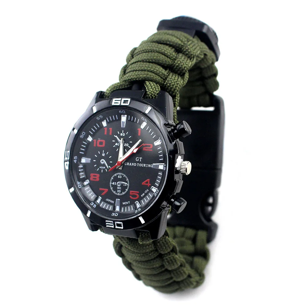 

Supplies Wholesale Survival Tool Bracelet Watch, 2020 tactical smart new arrival sport bracelet watch, Black