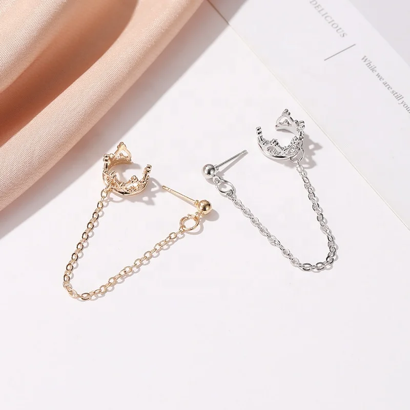

Long earrings no piercings Crown U-shaped ear clips Hollow Heart Retro studs