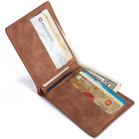 

New Designer wholesale Bussine Style Smart Short Card Holder RFID Slim Simple Men PU Purse Leather Wallet Men, 2 colors