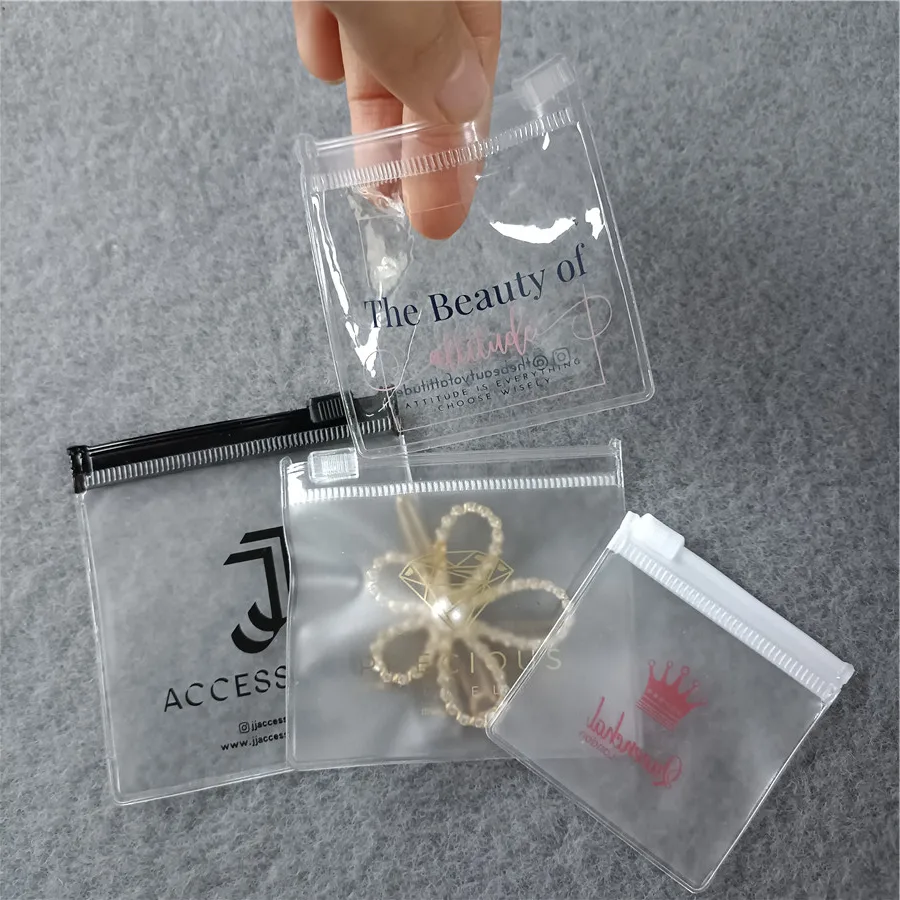 

Biodegradable Custom Print Gold Logo Frosted Small Mini Zip Lock Plastic Bag For Jewelry Earrings Packaging PVC hologram pouch