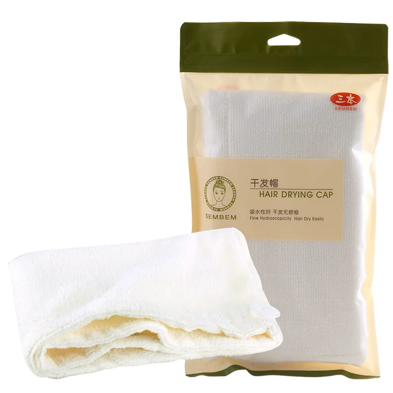 

Factory direct sale women hair dry cap dry towel microfiber bath cap water absorption quick drying soft thickened towel, White