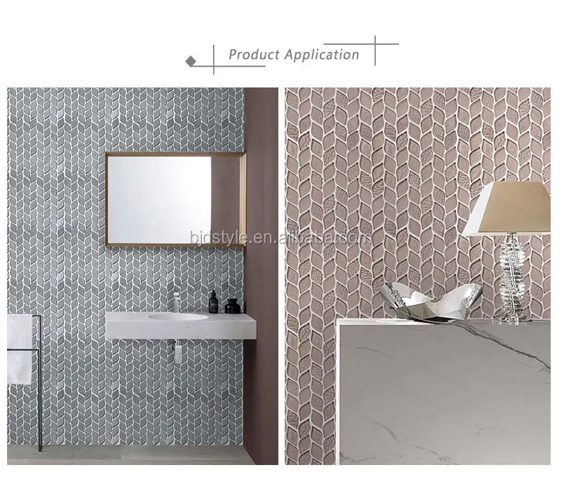 China design popular wall decoration glass leaf tile