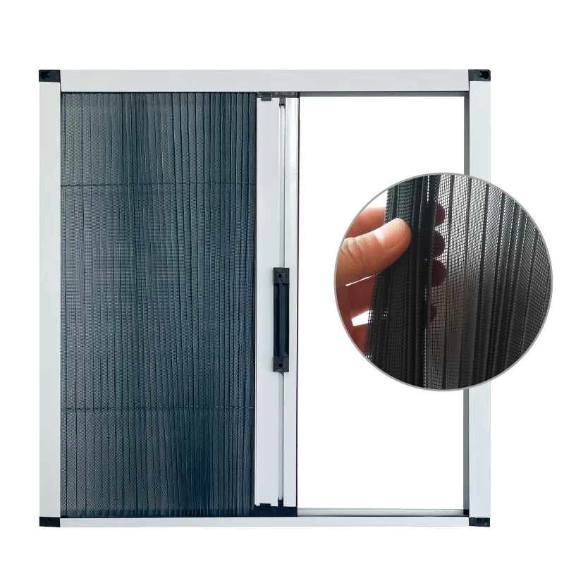 16mm Black Polyester Plisse Pleated Mosquito Screen Mesh Aluminium Alloy Frame for Window Insect Nets Modern Invisible