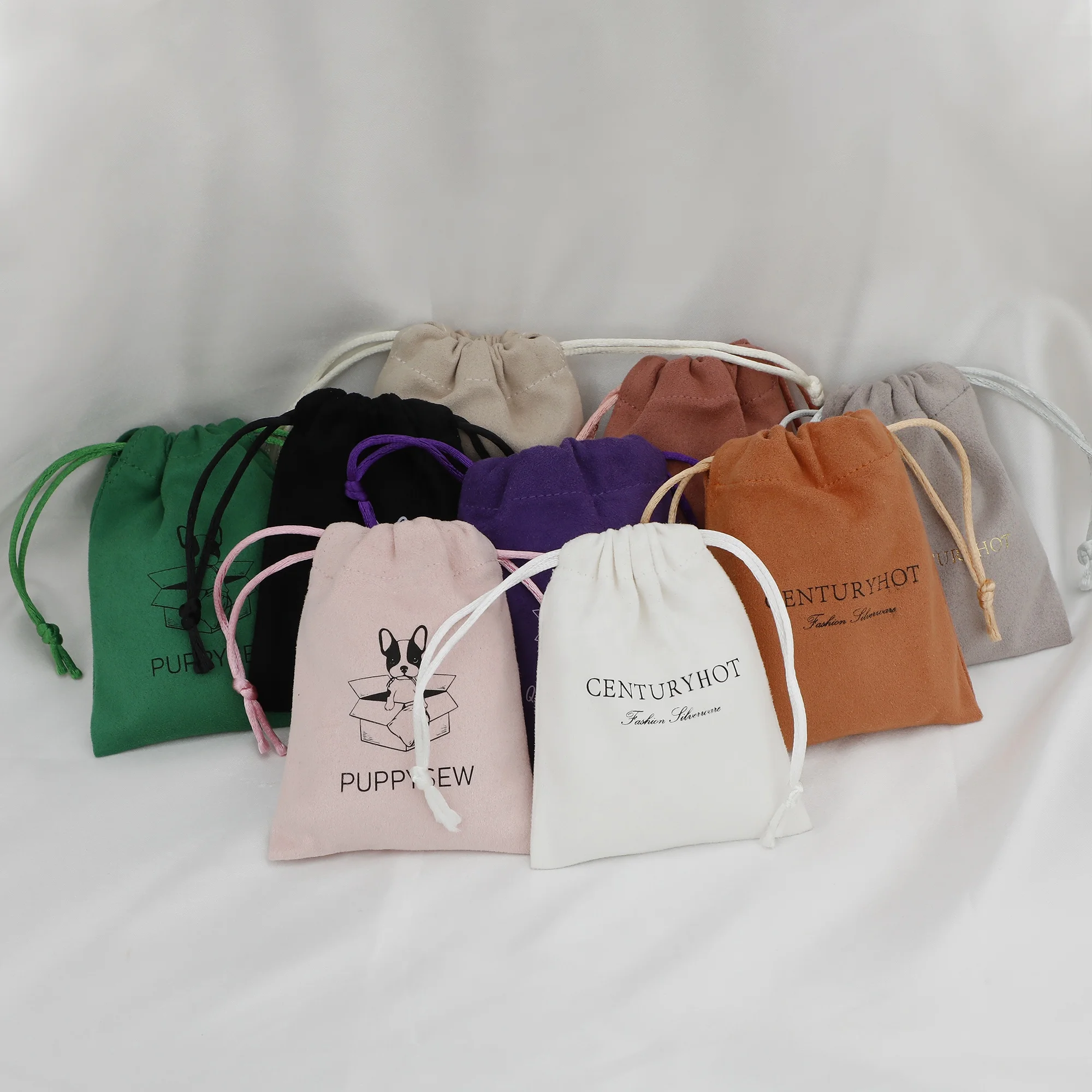 Custom Logo Pink 8*8cm Suede Drawstring  Packaging Bags  Jewelry GIft  Packaging Bags With You logo