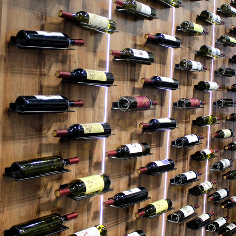 

Modern wall mounted wine racks Single Layer Wine Display Rack Bottle Shelf Metal