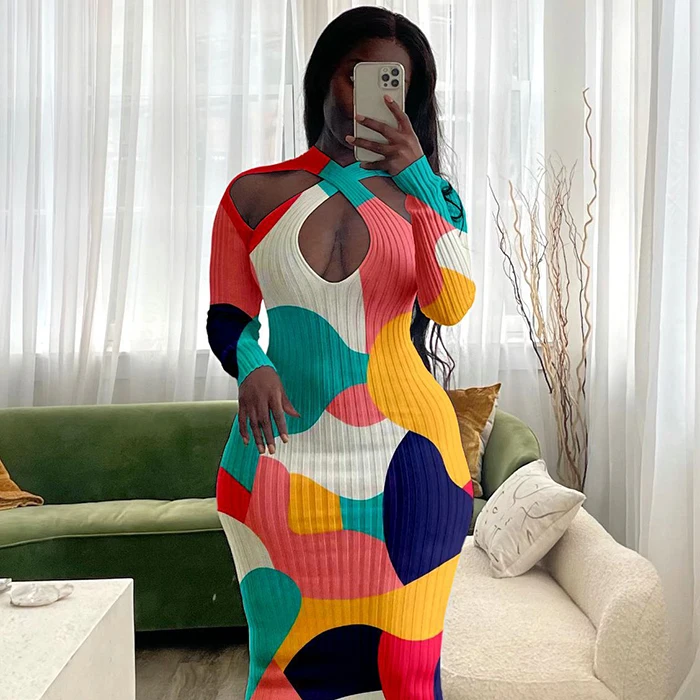 

Dropshipping 2022 new arrivals women lady elegant dress women clothing plus size club sexy casual bodycon skirts dresses, Picture