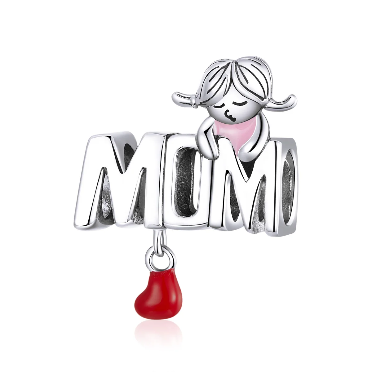 

Mother Love Genuine 925 Sterling Silver Enamel Heart MOM Metal Charm