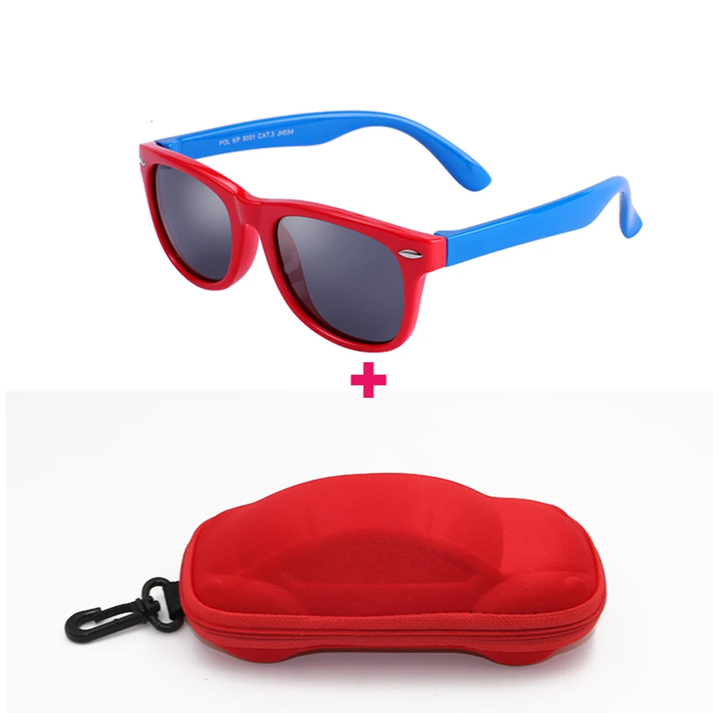

Children's Mirror Baby Eyeglasses With Car Case Sunglass UV Silicone Frame Sun Glasses, Multi-color