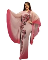 

H926# Women V-neck leaf print maxi muslim dress