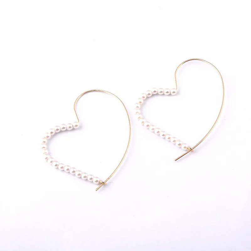 

Heart Earrings For Women Pearl Gold Silver Girls Fashion Gift Glamour Sexy Dangle Earrings Vintage