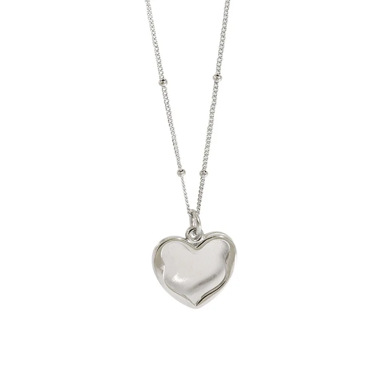 

Tonglin wholesale Korean necklace Love heart pendant S925 sterling silver pendant necklace for ladies, Silver color