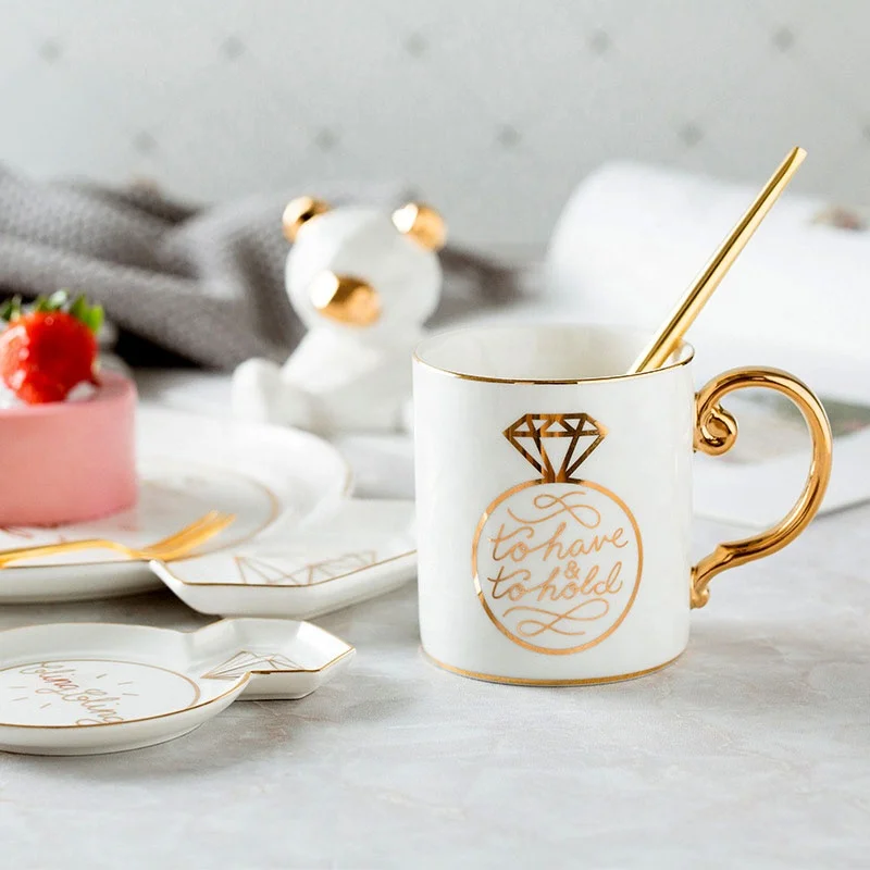 

Letter Element Companion Gold Rim and Gold Handle Coffee Mug Tea Cup