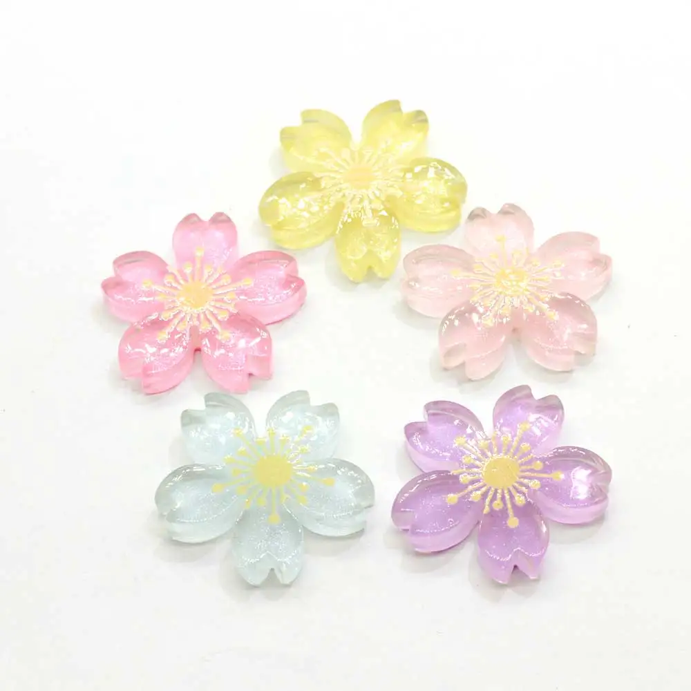 

Super Kawaii Clear Blossom Flower Daiisy Candy Color Bead Cabochons Artificial Flower Bead for Decoration