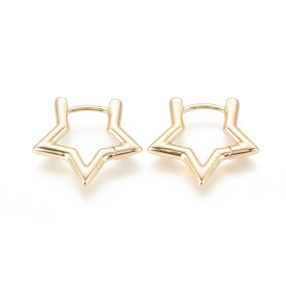 

PandaHall Star Real 18K Gold Plated Brass Huggie Hoop Earrings