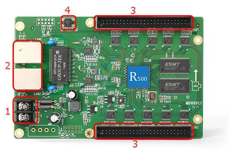 HD-R500 Full Color Receiving Card Contral Range 256*256 With 2*50 Pin HUB Output