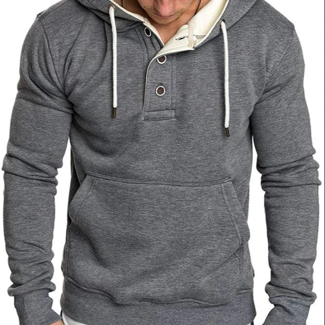 

Coldker Spring and autumn new style hoodies fashionable collar button decoration hooded hoodie man