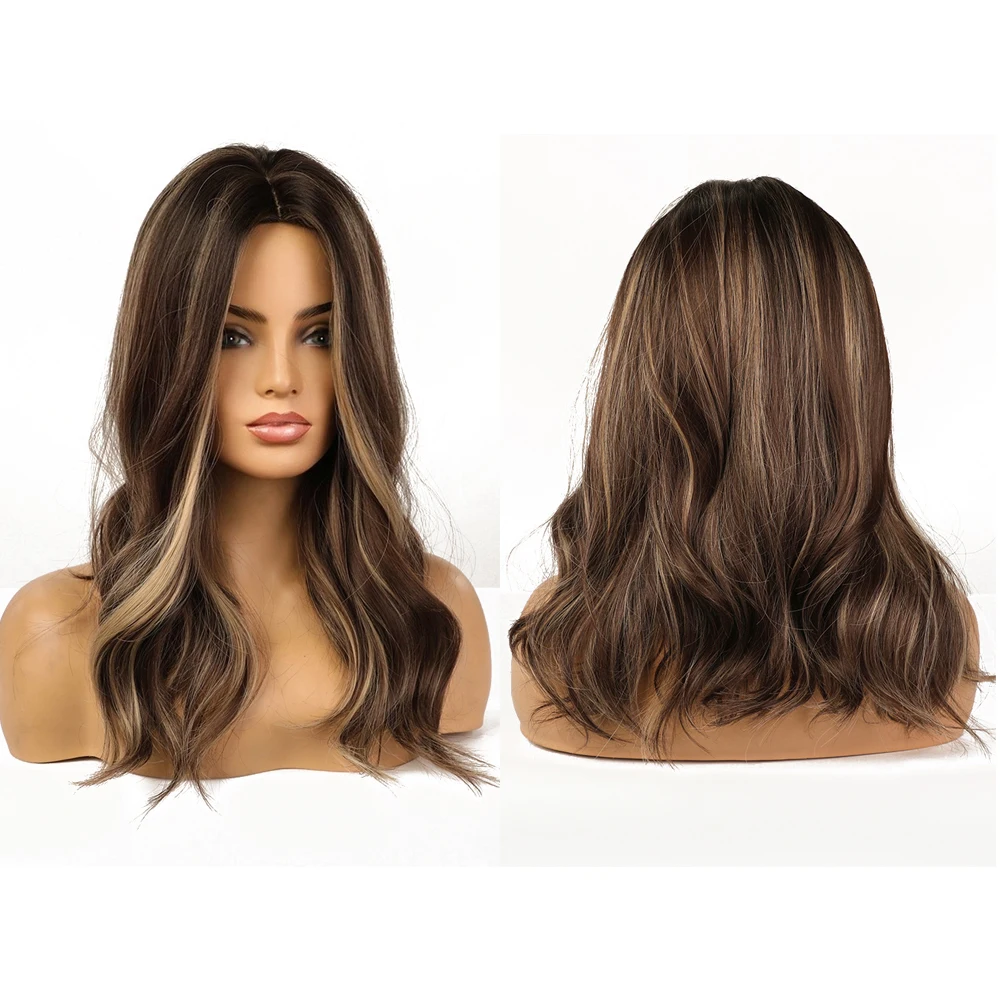 

Women's Long Wavy Wigs Brown with Blonde Wigs Heat Resistant Wig for Women
