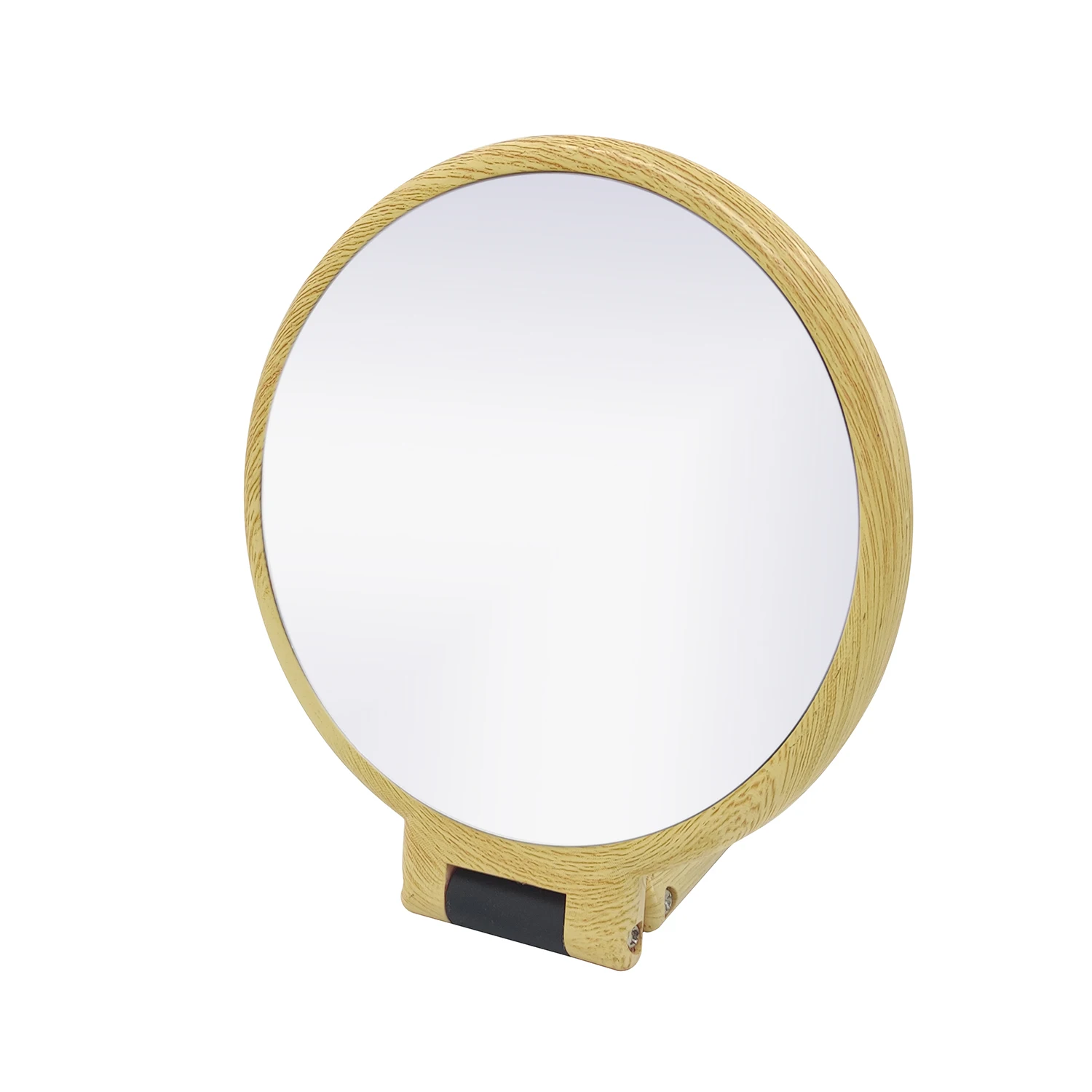 

Travel suspension Wooden dual sided folding 1x5x magnifying makeup mirror