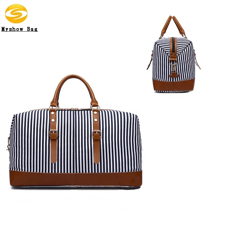
New striped portable messenger travel bag large capacity fashion travel bag duffel bag with shoe compartment 
