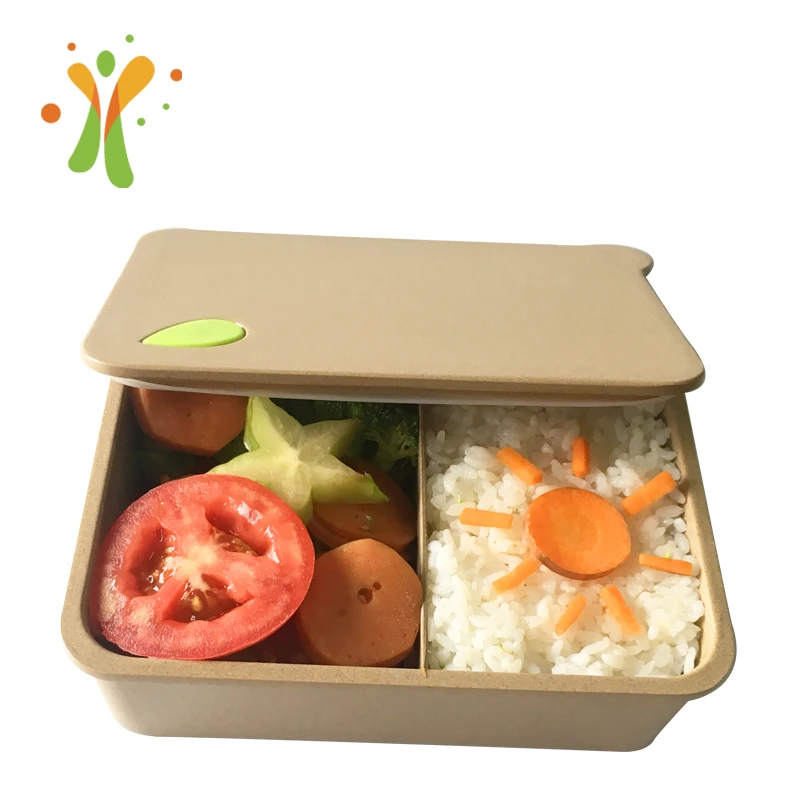 

Reusable bamboo fiber rice husk leak proof biodegradable takeaway kids lunch box containers, Rice husk natural color