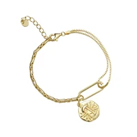 

Damila orignal design 2020 gold plated coins charms 925 sterling silver bracelets man womens