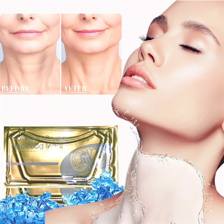 

Newest 24K Around Full Neck Sheet Collagen Crystal Neck Mask, Gold ,white