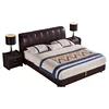 Best selling latest simple modern 1.8*2m designs nordic first layer leather double leather bed for hotel bedroom