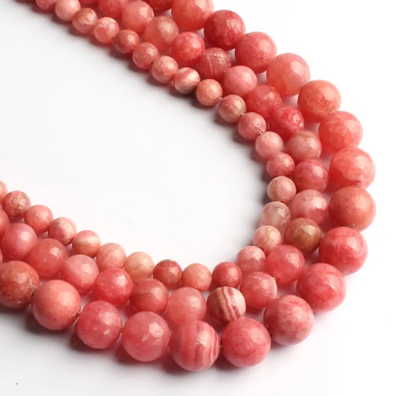 

Fashion Round Dye Red Rhodochrosite Stone Loose Beads for Jewelry Making DIY Bracelet