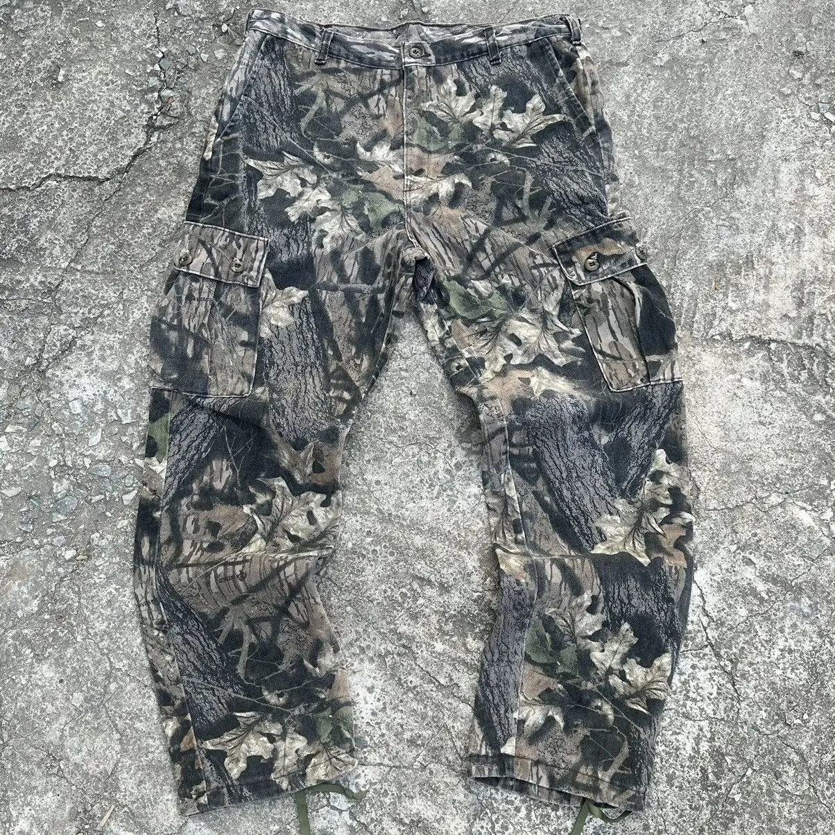 Mid Waist Cotton Camouflage Cargo Trousers