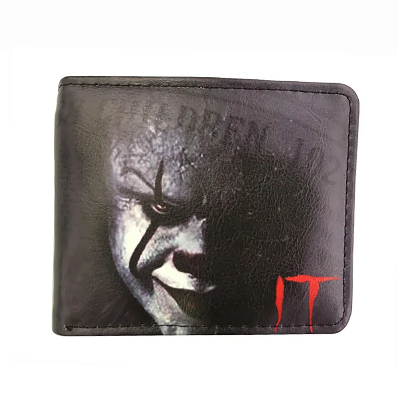 

Professional PU PVC Wallets Supply American Movie Purses Short Leather Money Clip Stephen King's It Wallet For Men Women