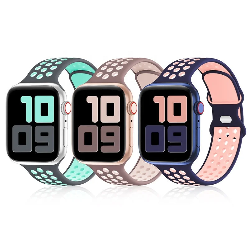 

Two Color Silicone Band Strap For Apple Watch 1/2/3/4/5 iWatch Sports Series 38/42mm 42/44mm, Optional